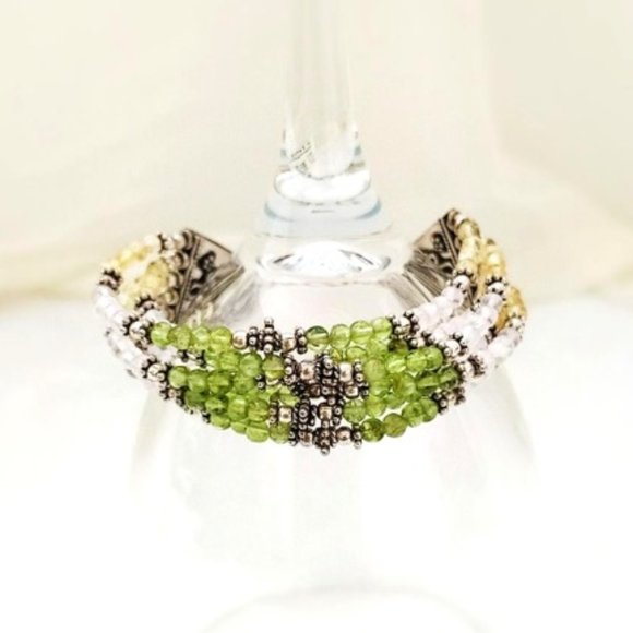 Natural Peridot (br13) Citrine Topaz Bracelet 925 Silver 6-strand S Clasp - Picture 1 of 10